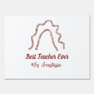 Peach marron glitter rainbow teacher appreciation sign