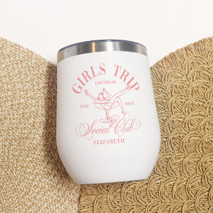 Peach Martini Social Club Girls Trip Thermal Wine Tumbler