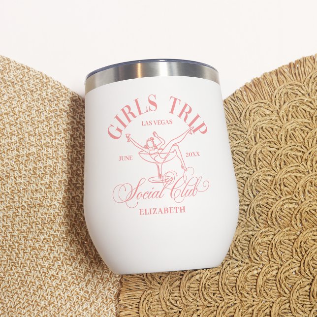 Peach Martini Social Club Girls Trip Thermal Wine Tumbler (Creator Uploaded)