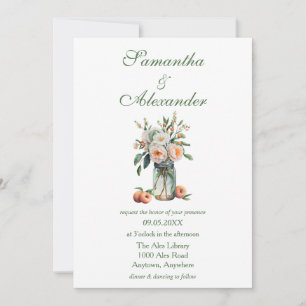 Peach Mason Jar Wedding Invitation