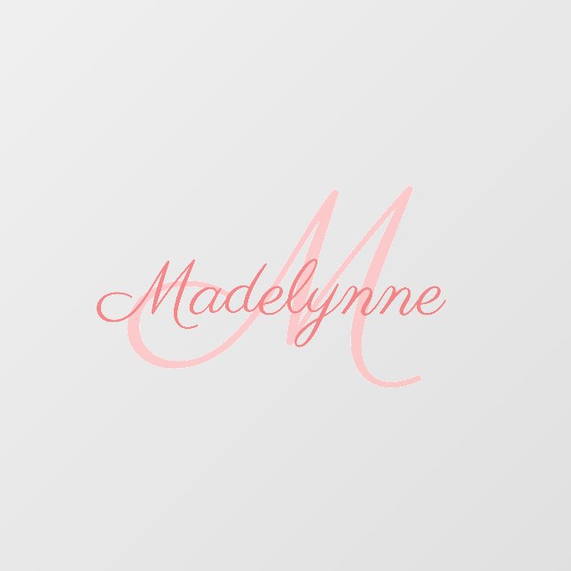 Peach Mauve Monogrammed Name And Initial   Wall Decal (Front)