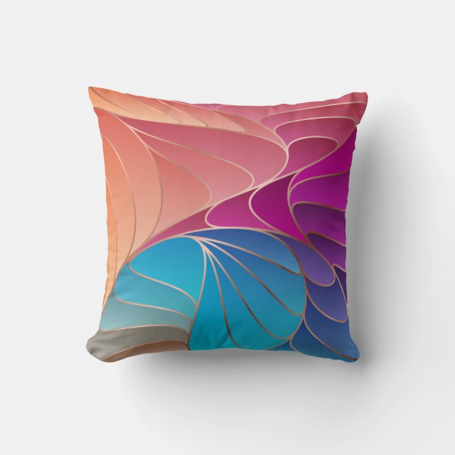 Peach, Mauve, Purple, Blue New Art Nouveau Throw P Pillow (Front)