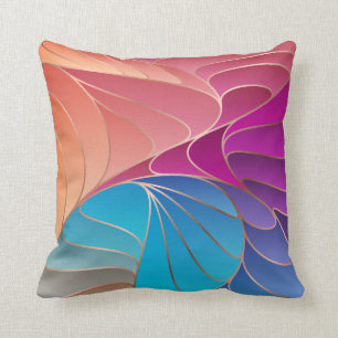 Peach, Mauve, Purple, Blue New Art Nouveau Throw P Throw Pillow