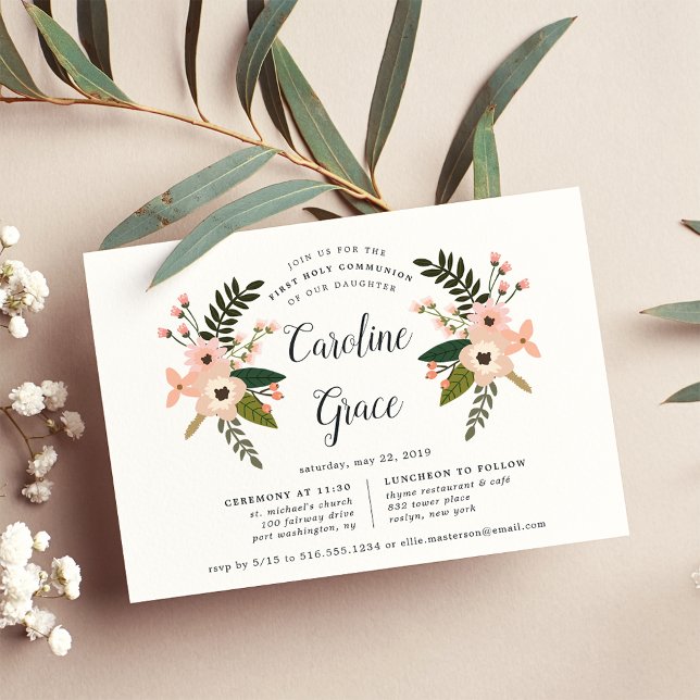 Peach Meadow First Holy Communion Invitation (Creator Uploaded)