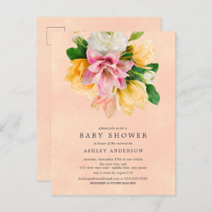 Peach Meadow Floral Baby Shower Invitation Postcard