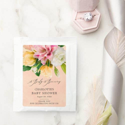 Peach Meadow Floral Baby Shower Tea Bag Drink Mix