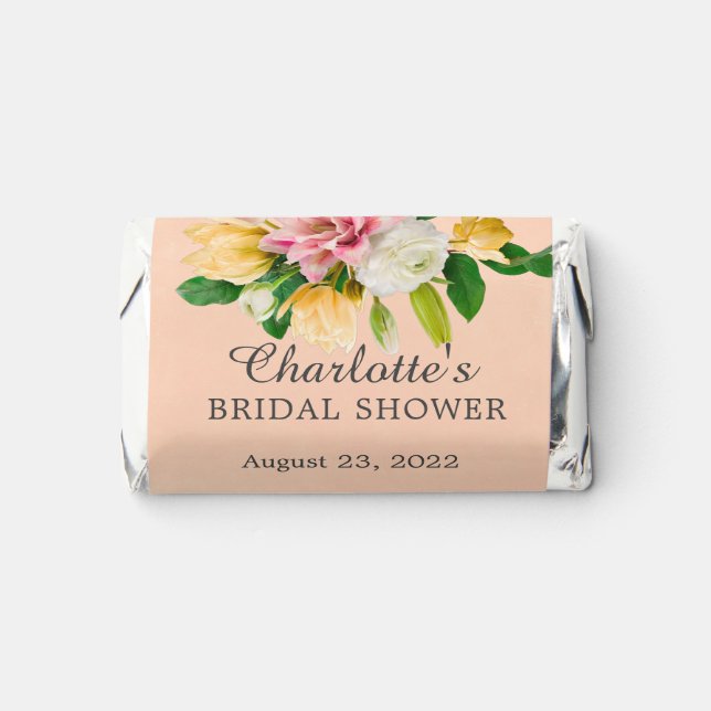 Peach Meadow Floral Bridal Shower Hershey's Miniatures (Front)