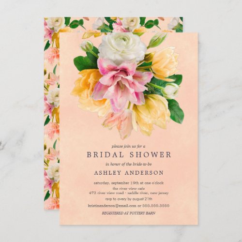 Peach Meadow Floral Bridal Shower Invitation