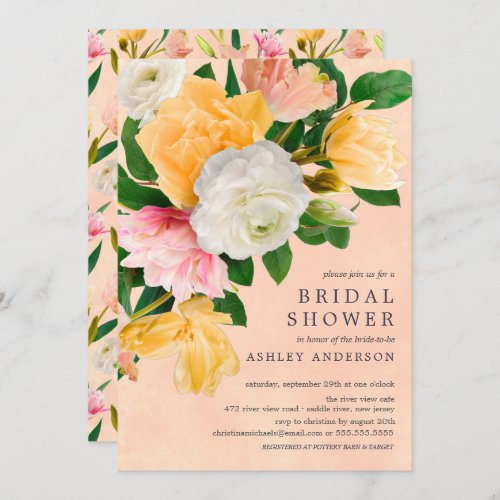 Peach Meadow Floral Bridal Shower Invitation