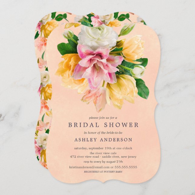 Peach Meadow Floral Bridal Shower Invitation (Front/Back)