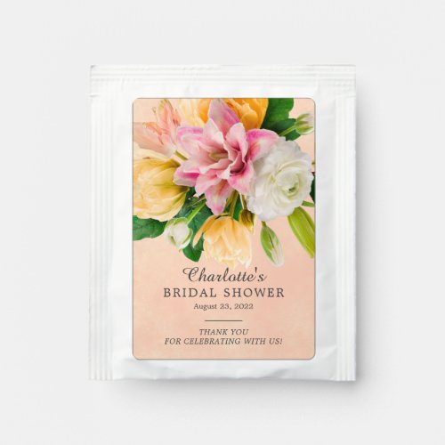 Peach Meadow Floral Bridal Shower Tea Bag Drink Mix