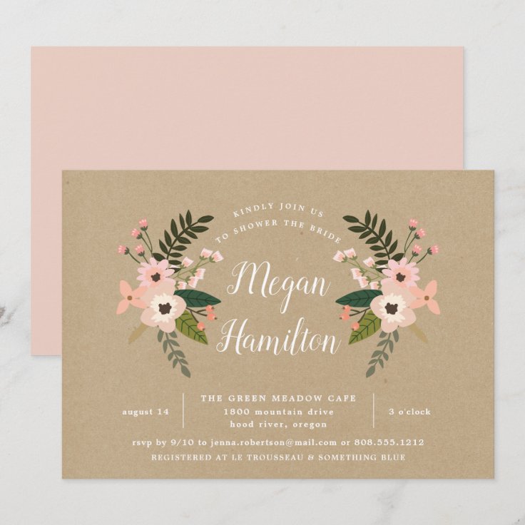 Peach Meadow Kraft Bridal Shower Invitation Zazzle