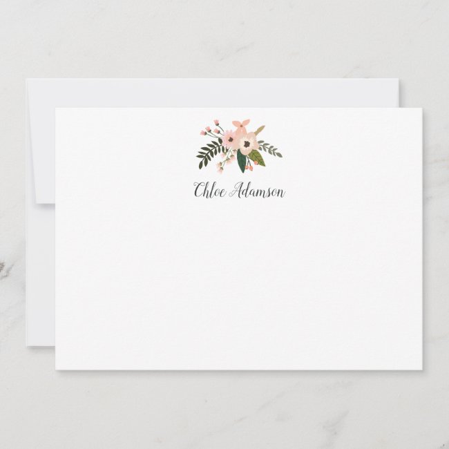 Peach Meadow Personalized Stationery Flat Card