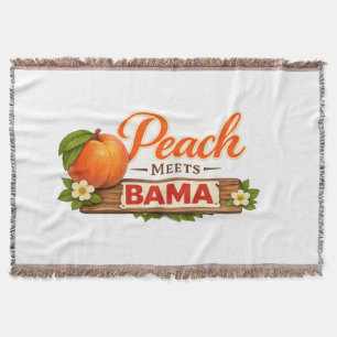 Peach Meets Bama Woven Throw Blanket   Southern Lo