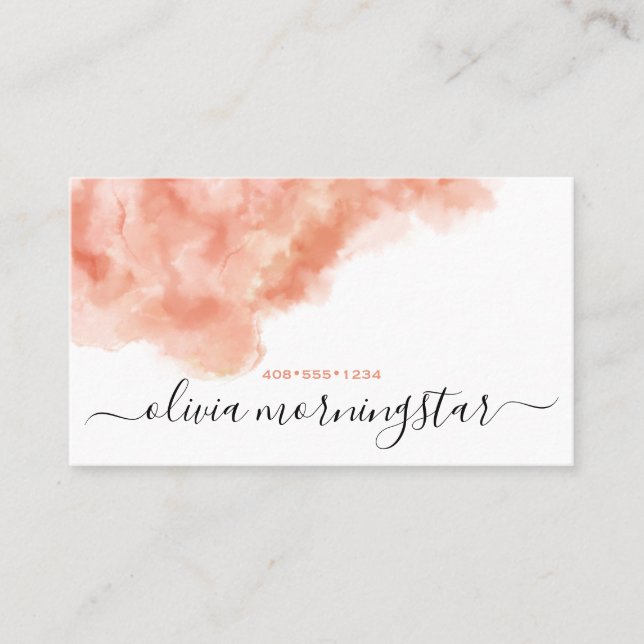 Peach Melon Watercolor Dappled  Business Card (Front)