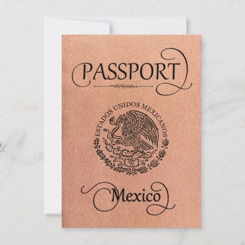 Peach Mexico Passport Save the Date Card