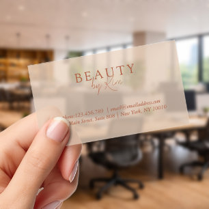 Peach Minimal Elegant Salon Clear Business Cards