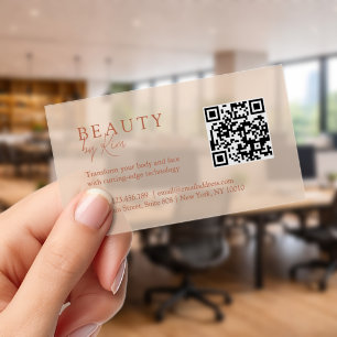 Peach Minimal Elegant Salon Clear Business Cards