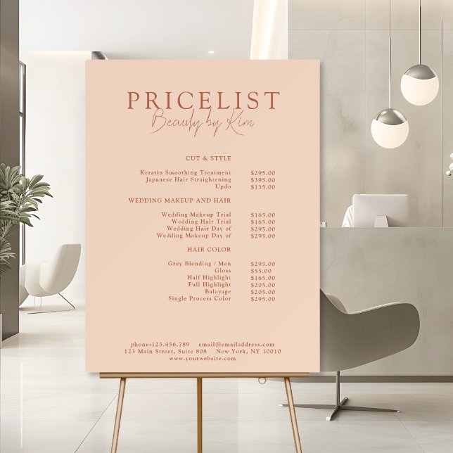 Peach Minimal Elegant Salon Price List Foam Board (Peach Minimal Elegant Salon Price List Foam Board
)