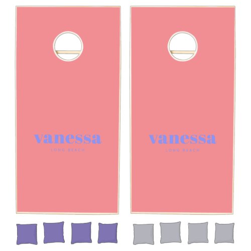 Peach Minimal Modern Classic Name Cornhole Set