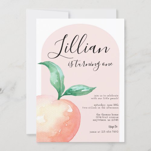 Peach Minimalist Birthday Party Invitation