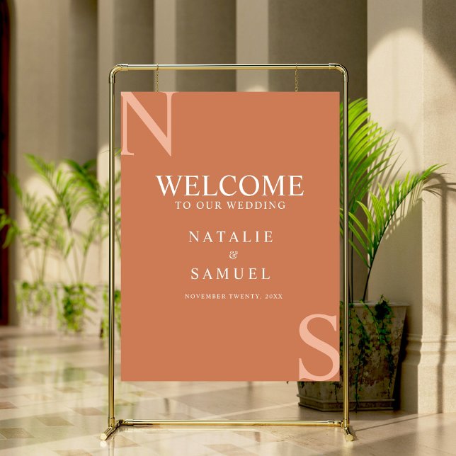 Peach Minimalist & Elegant Bold Initials Wedding Foam Board (Creator Uploaded)