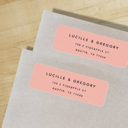 Peach Minimalist First Names Return Address Label