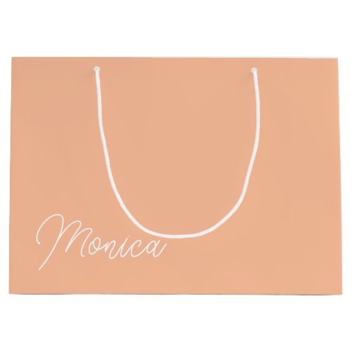 Peach Minimalist Monoline Calligraphy Bridesmaid Large Gift Bag