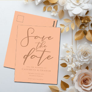 Peach Minimalist Typography Summer Save the Date Postcard