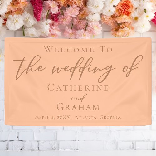 Peach Minimalist Typography Welcome to Our Wedding Banner