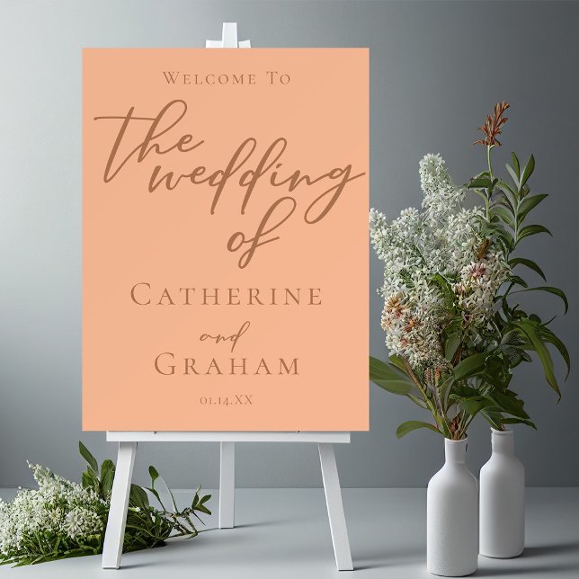 Peach Minimalist Typography Welcome to Our Wedding Foam Board (Creator Uploaded)