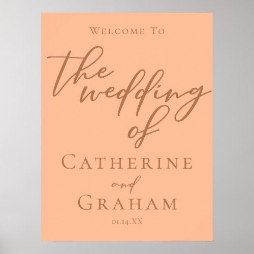 Peach Minimalist Typography Welcome to Our Wedding Poster