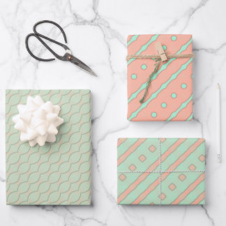 Peach Mint Artistry Wrapping Paper Flat Sheet Set