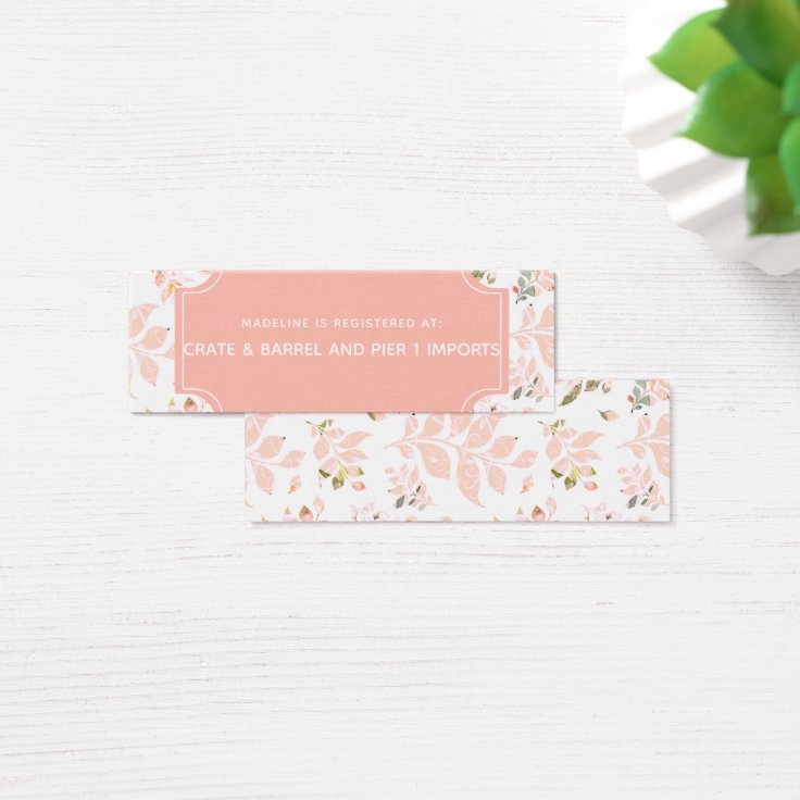 Peach & Mint Bridal Shower Registry Insert Card Zazzle