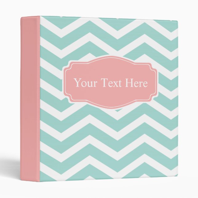 Peach Mint Chevron Custom Binder (Front/Spine)