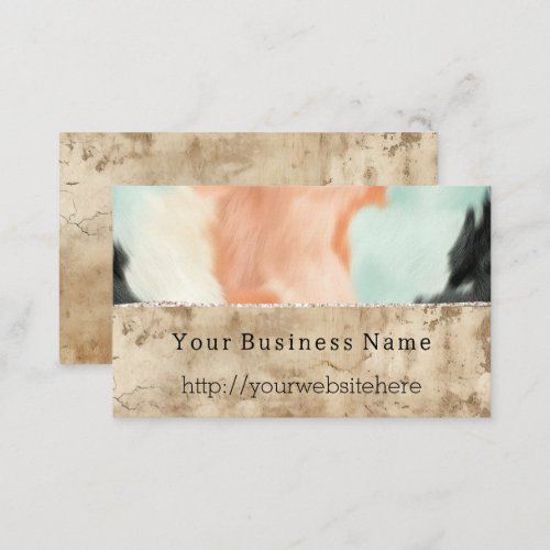 Peach Mint Cowgirl Cowhide Business Card