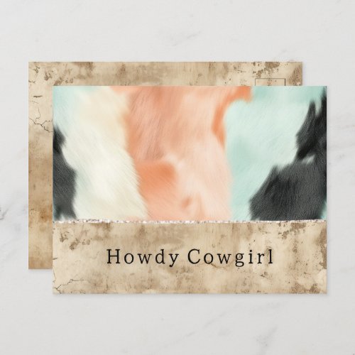 Peach Mint Cowgirl Cowhide Postcard