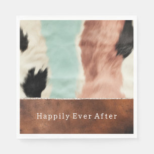 Peach Mint Cream Cowgirl Cowhide Napkins