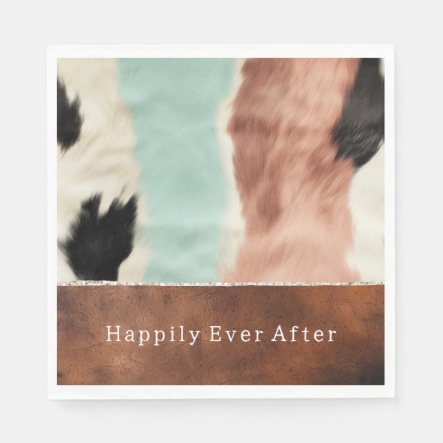 Peach Mint Cream Cowgirl Cowhide Napkins (Front)