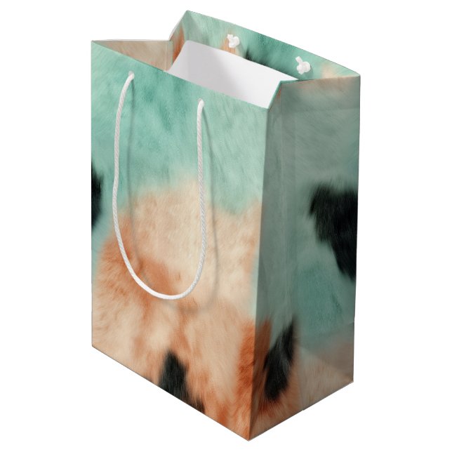 Peach Mint Cream Cowhide Medium Gift Bag (Back Angled)