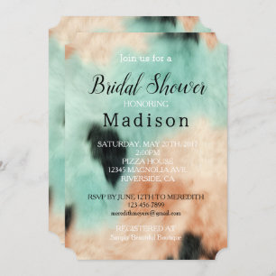 Peach Mint Cream Southwest Cowgirl Cowhide Invitation