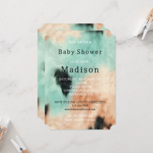 Peach Mint Cream Southwest Cowgirl Cowhide Invitation