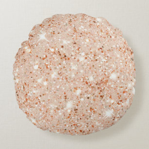 Peach Mint Glitter Round Pillow