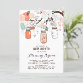 Peach & Mint Mason Jars Floral Baby Shower Invite (Standing Front)