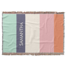 Peach Mint Modern Color Blocks Stripes Personalize