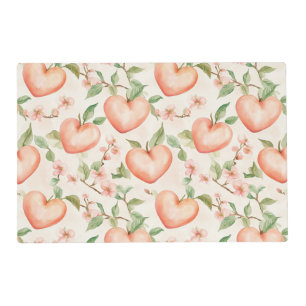 Peach Mint Pretty Heart Flowers Bridal Shower Placemat