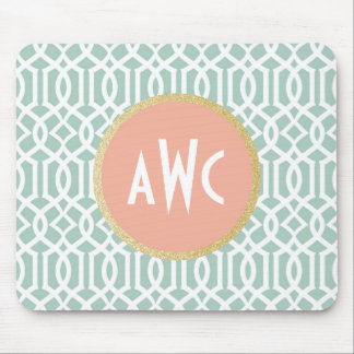 Peach & Mint Trellis Mousepad
