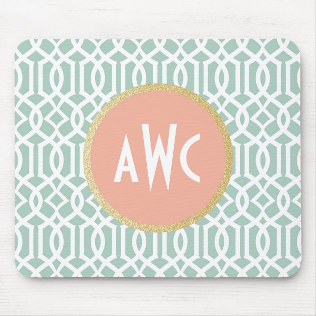 Peach & Mint Trellis Mousepad (Front)