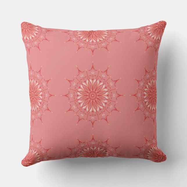 peach mod mandala throw pillow (Back)