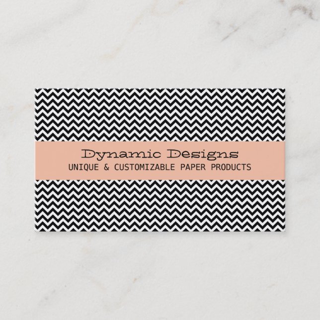 Peach Modern Chevron Business Card (Front)